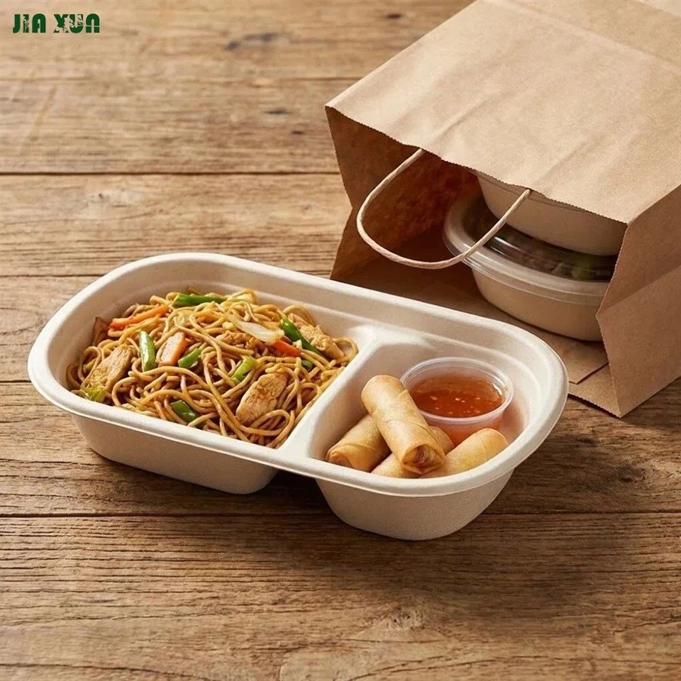Heavy Duty Compostable Disposable Food Packaging for Catering Eco Friendly Bagasse Lunch Box