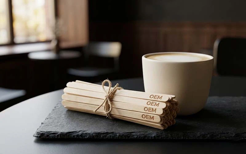 Custom oem biodegradable wooden coffee sticks for private label branding Custom oem biodegradable wooden coffee sticks for private label branding