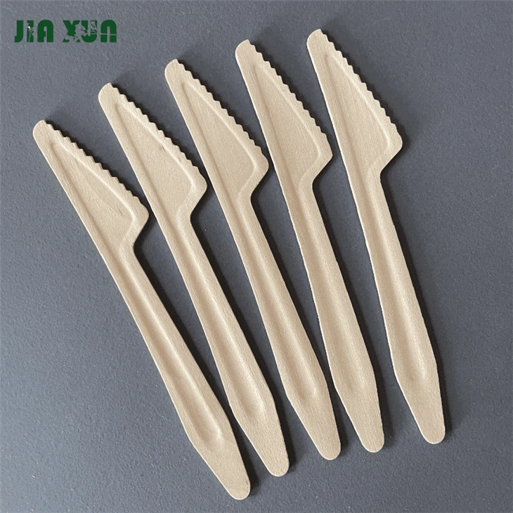 Disposable wooden knife, fork and spoon natural birch lunch box set